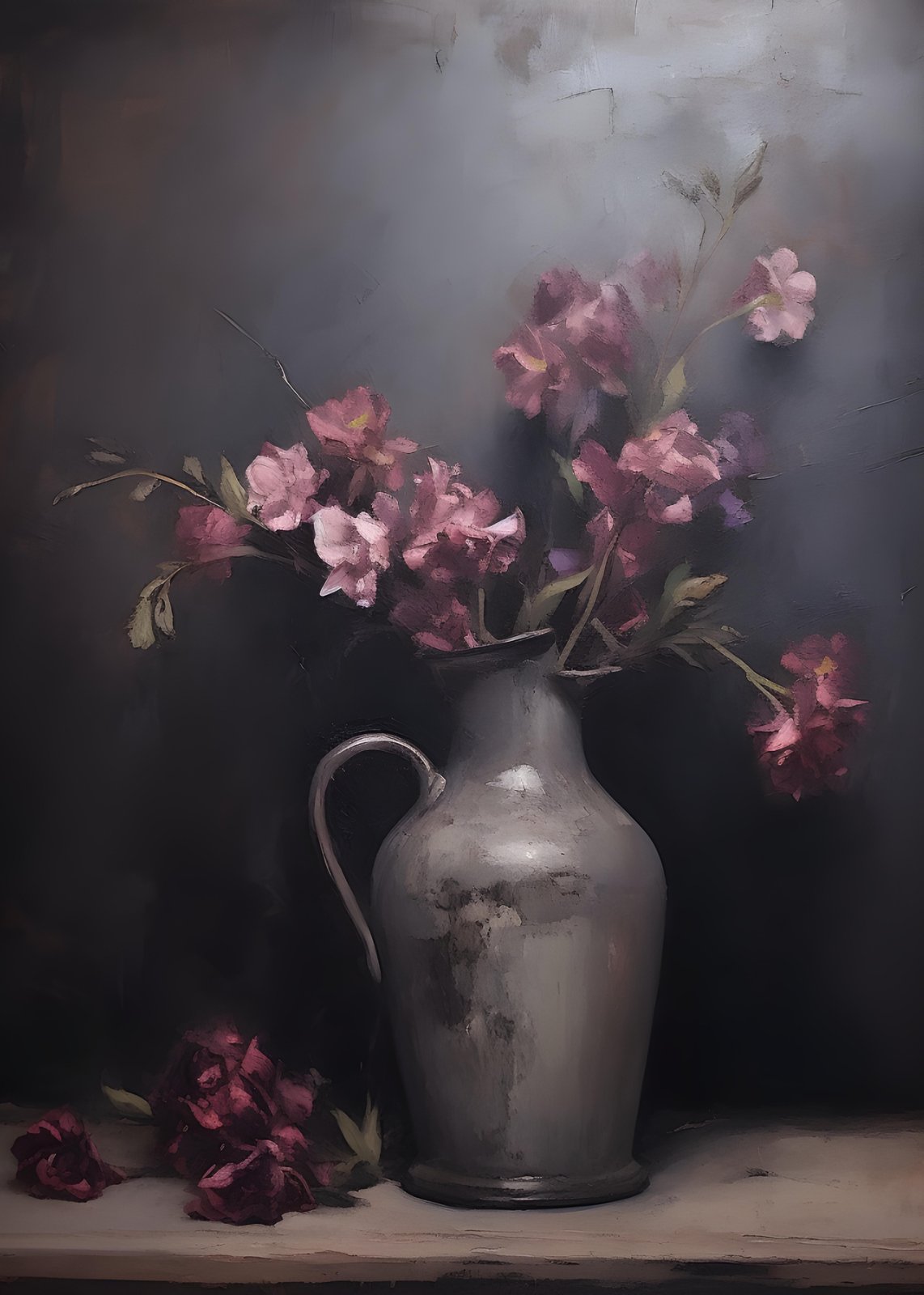 Elegant Pink Floral Still Life Wall Art