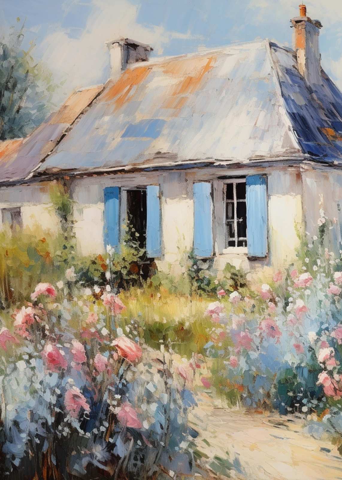 Charming French Cottage Floral Garden Wall Art