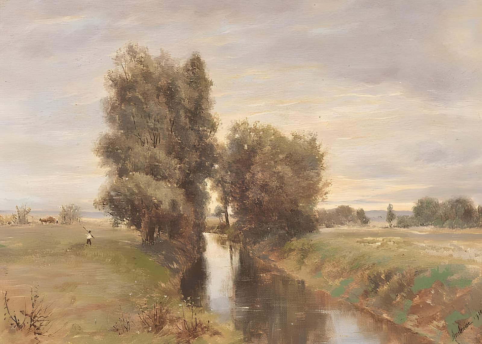 Tranquil Countryside River Landscape Wall Art
