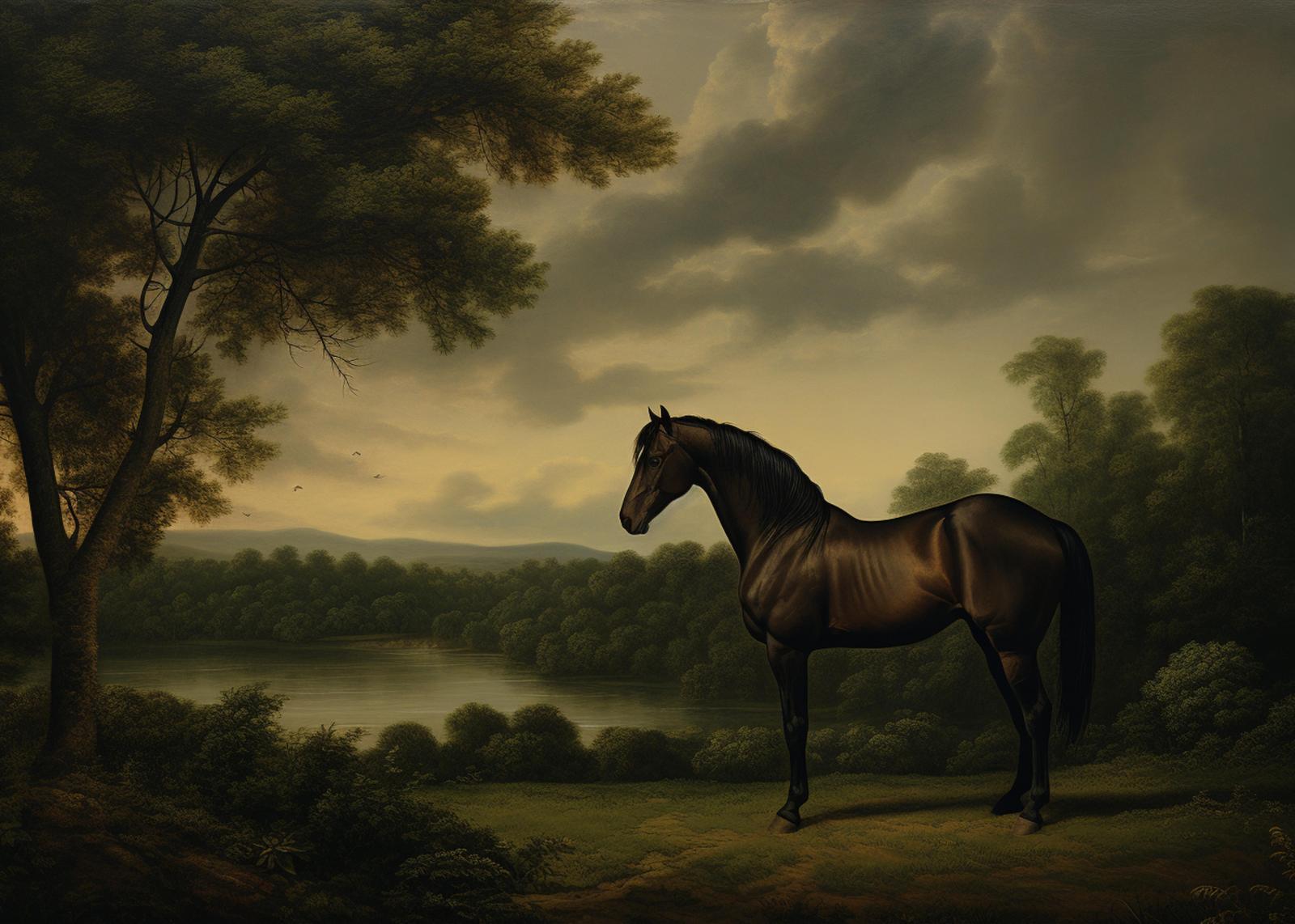 Majestic Horse Landscape Oil Painting Wall Art