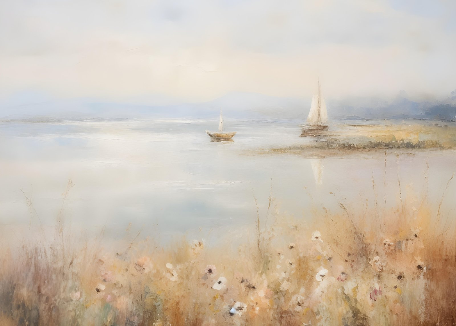 Serene Sailboats Landscape Wall Art