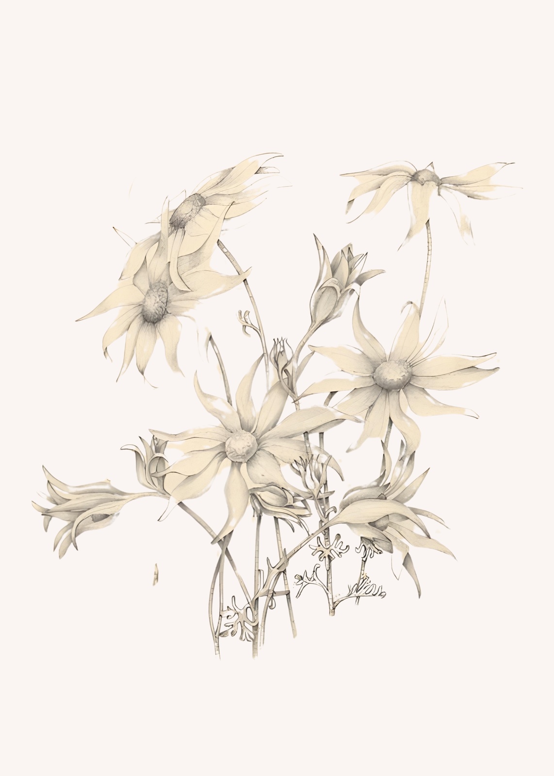 Elegant Botanical Floral Sketch Wall Art