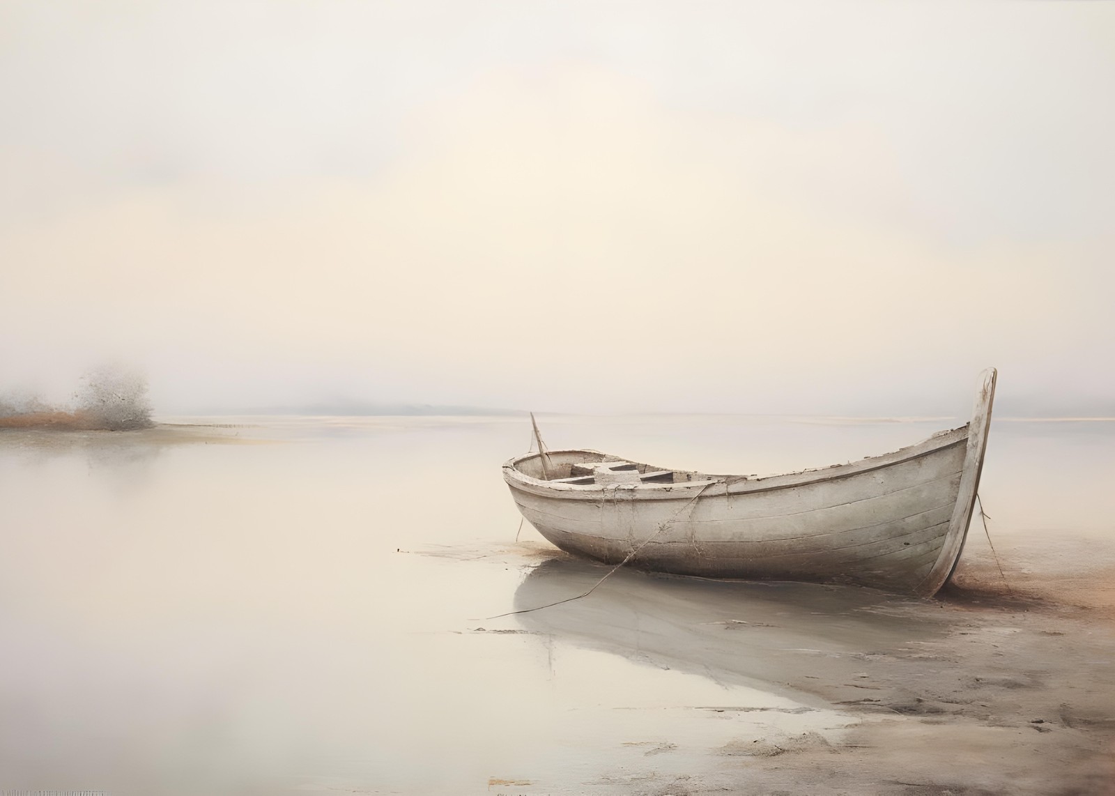 Serene Driftwood Boat Coastal Wall Art