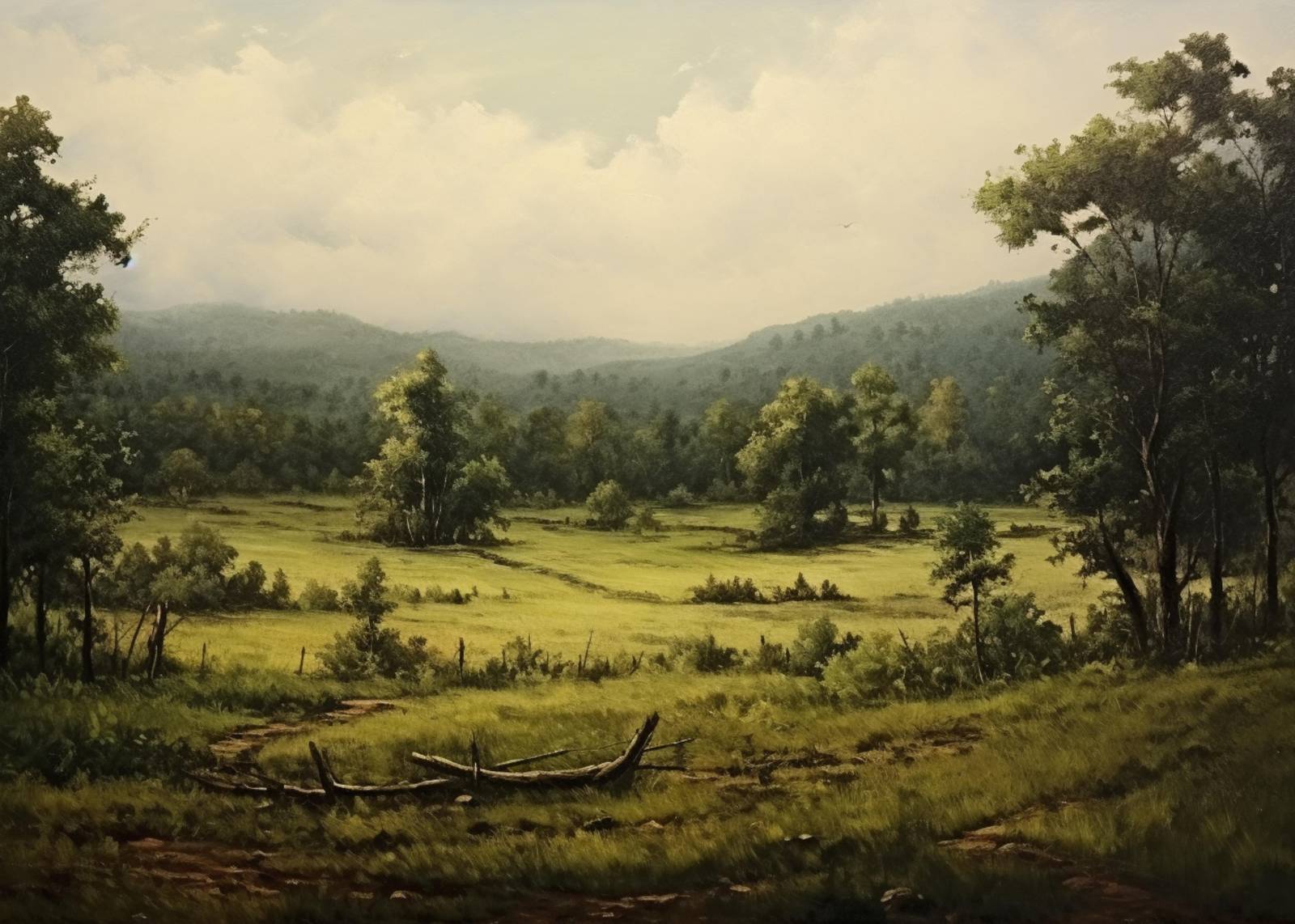 Serene Meadow Landscape Wall Art