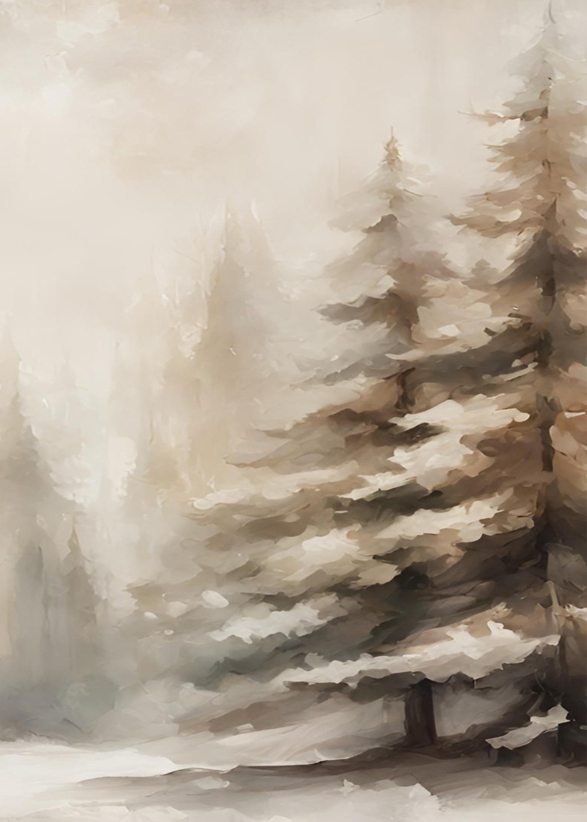 Misty Pine Forest Landscape Wall Art
