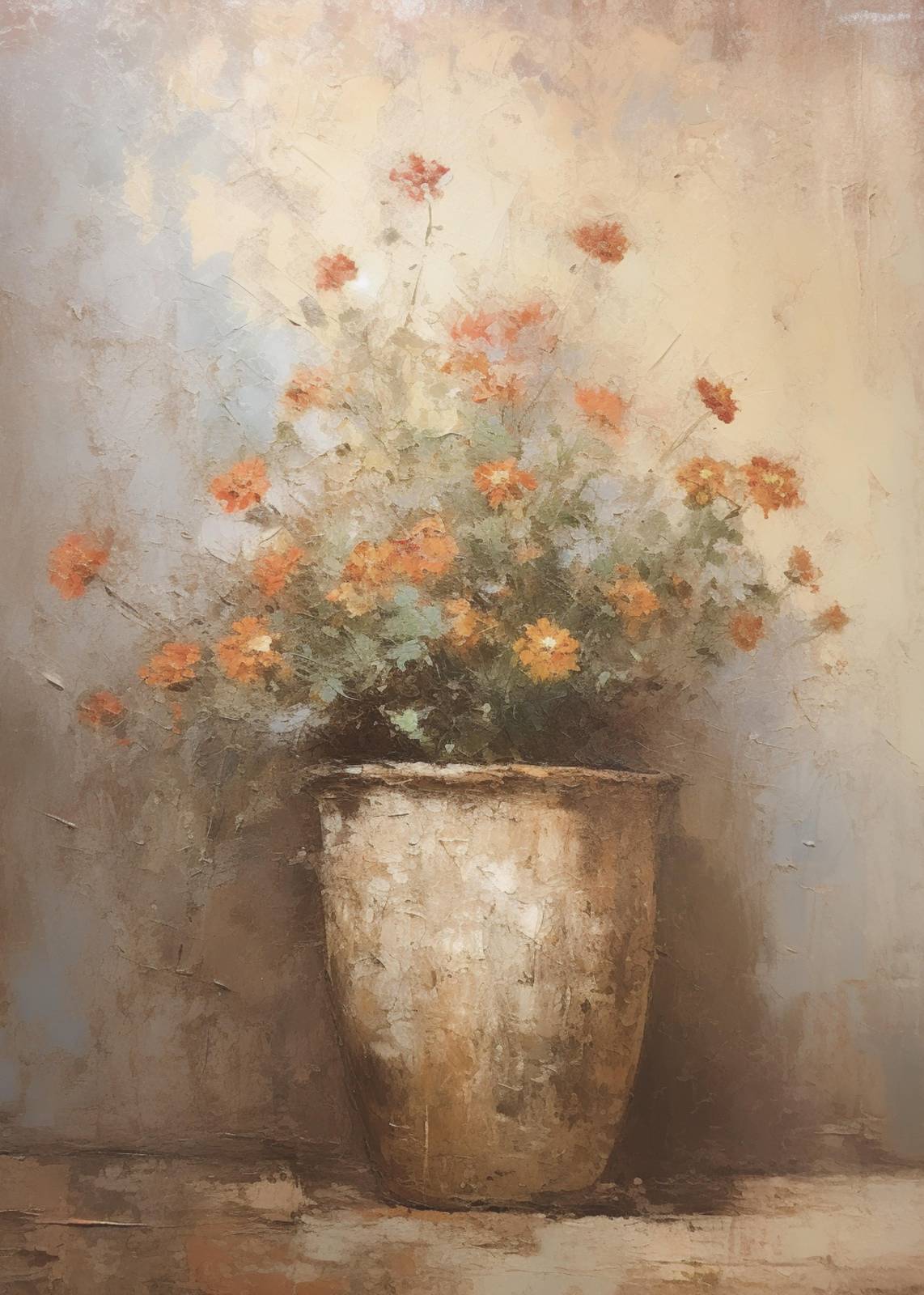 Rustic Orange Floral Bloom Wall Art