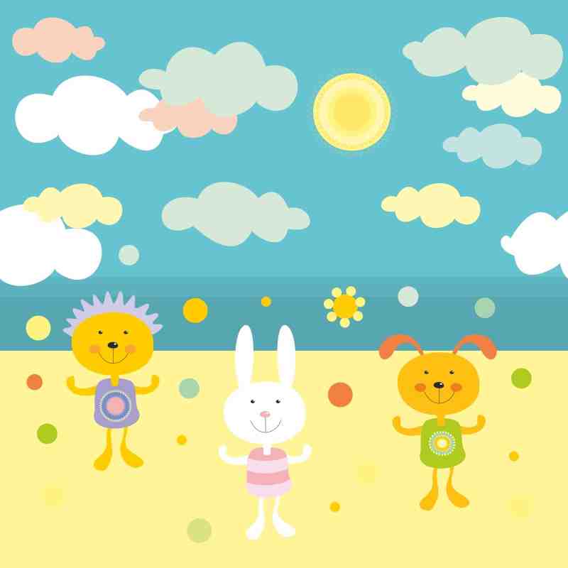 Cute Animal Friends Sunny Day Wall Art