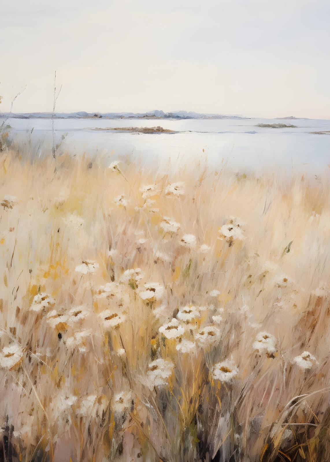 Serene Meadow Floral Landscape Wall Art