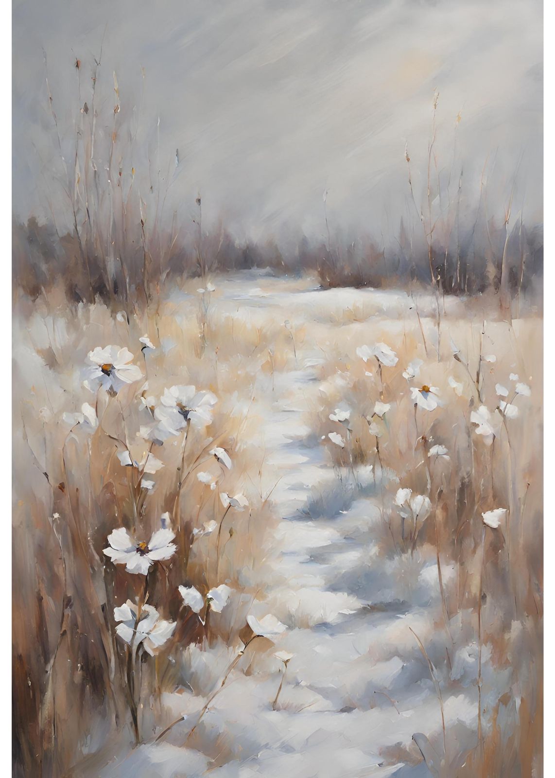 Serene Winter Meadow Path Wall Art