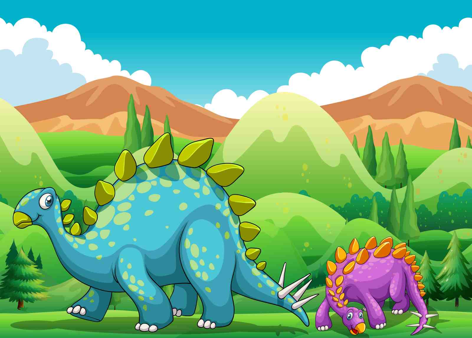 Adorable Dinosaur Duo Fun Landscape Wall Art