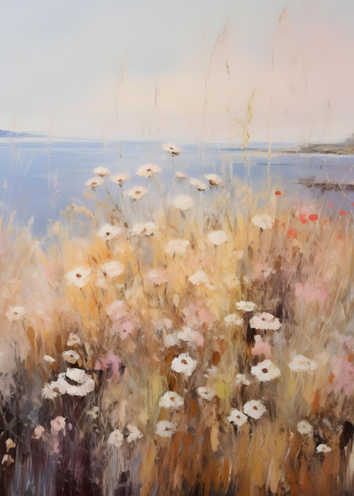 Coastal Meadow Blooms Abstract Wall Art
