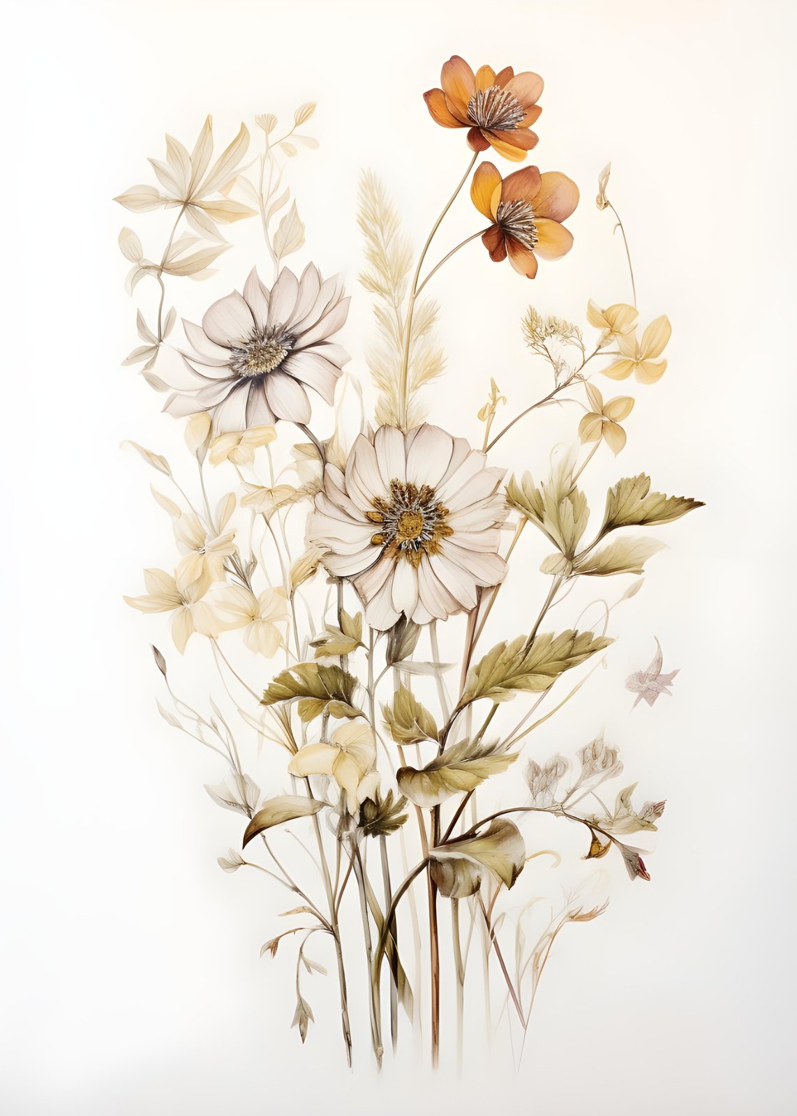 Botanical Dreams Delicate Floral Wall Art