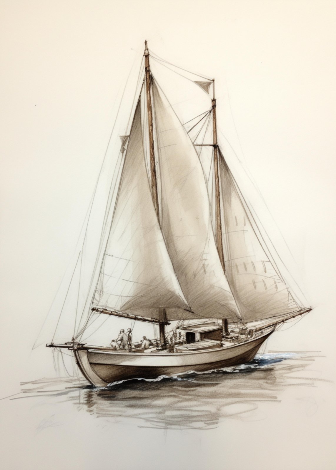 Vintage Sailboat Sketch Wall Art