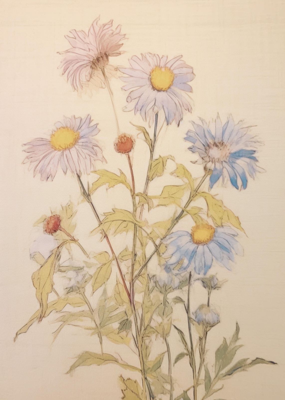 Delicate Floral Watercolor Daisy Wall Art