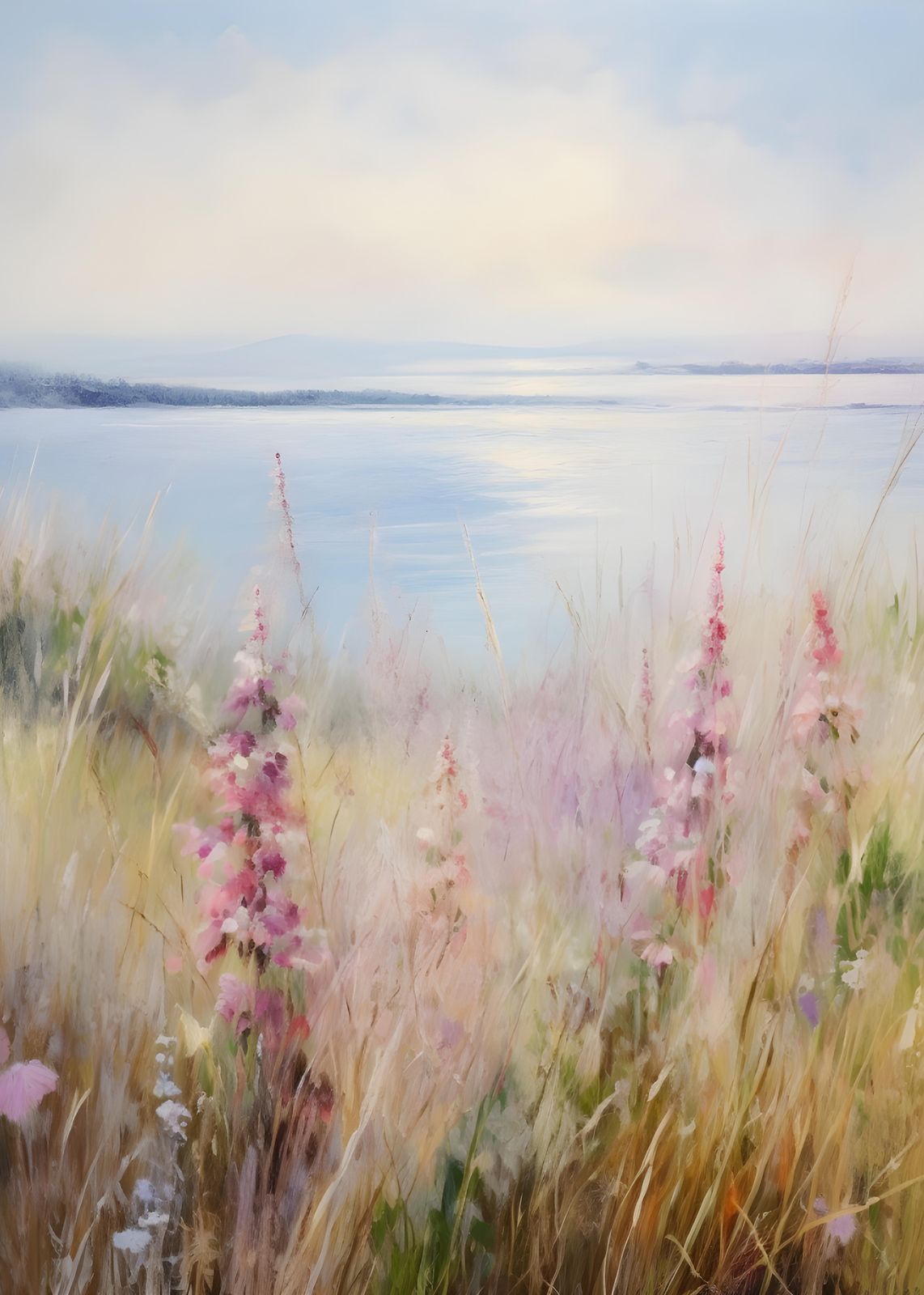 Serene Meadow & Lake Wall Art