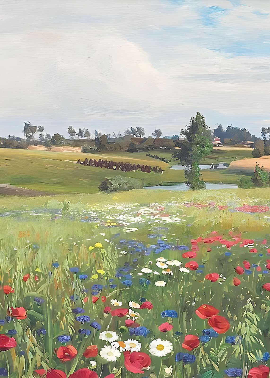 Vibrant Summer Meadow Floral Wall Art