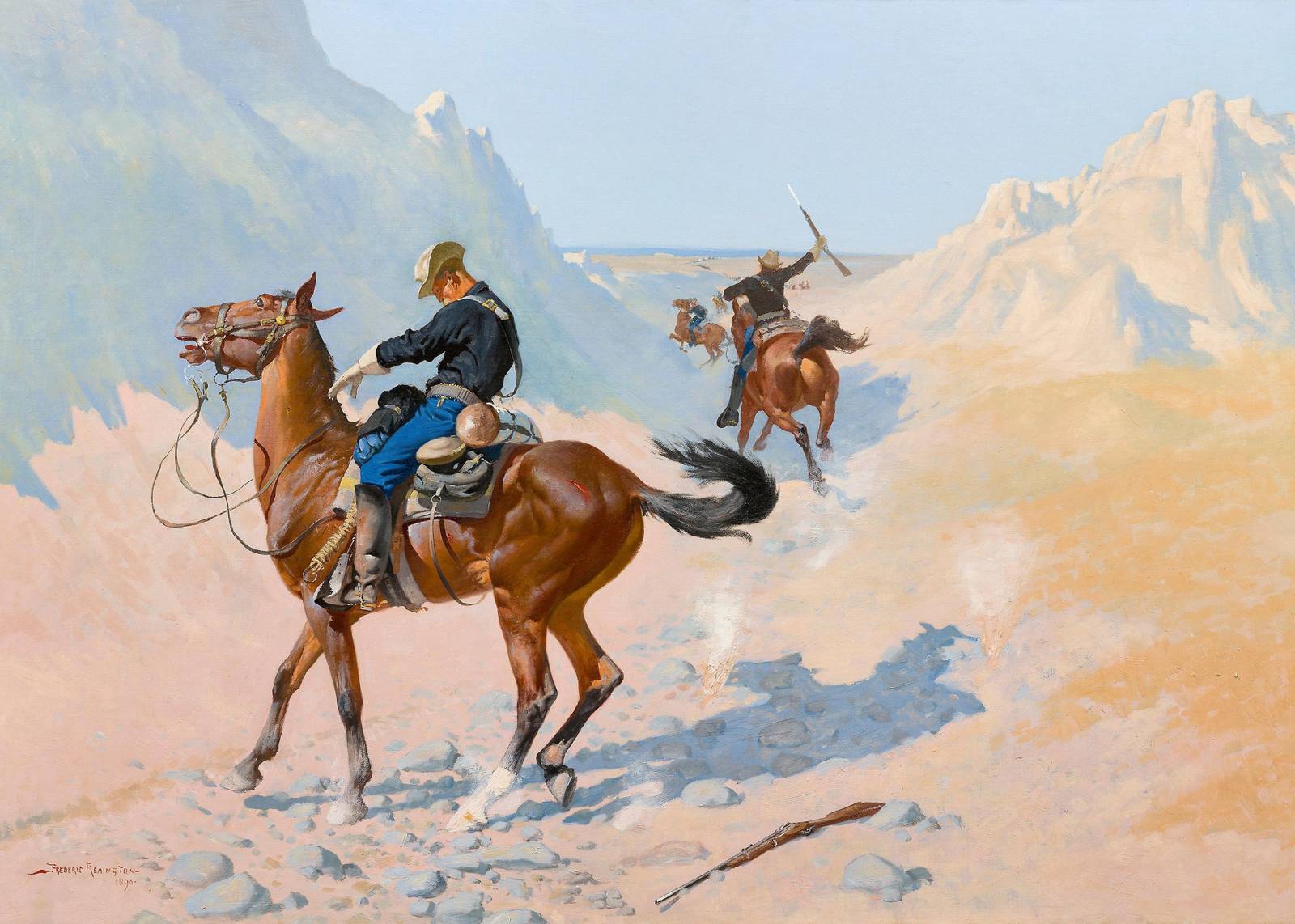 Western Cavalry Charge Desert Landscape Wall Art