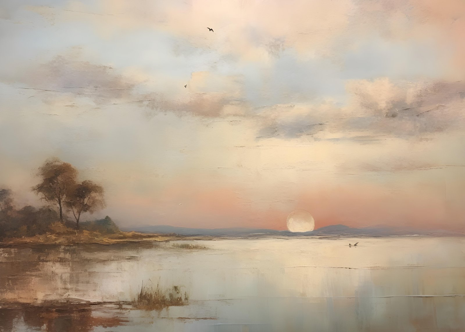 Tranquil Sunset Lake Landscape Wall Art