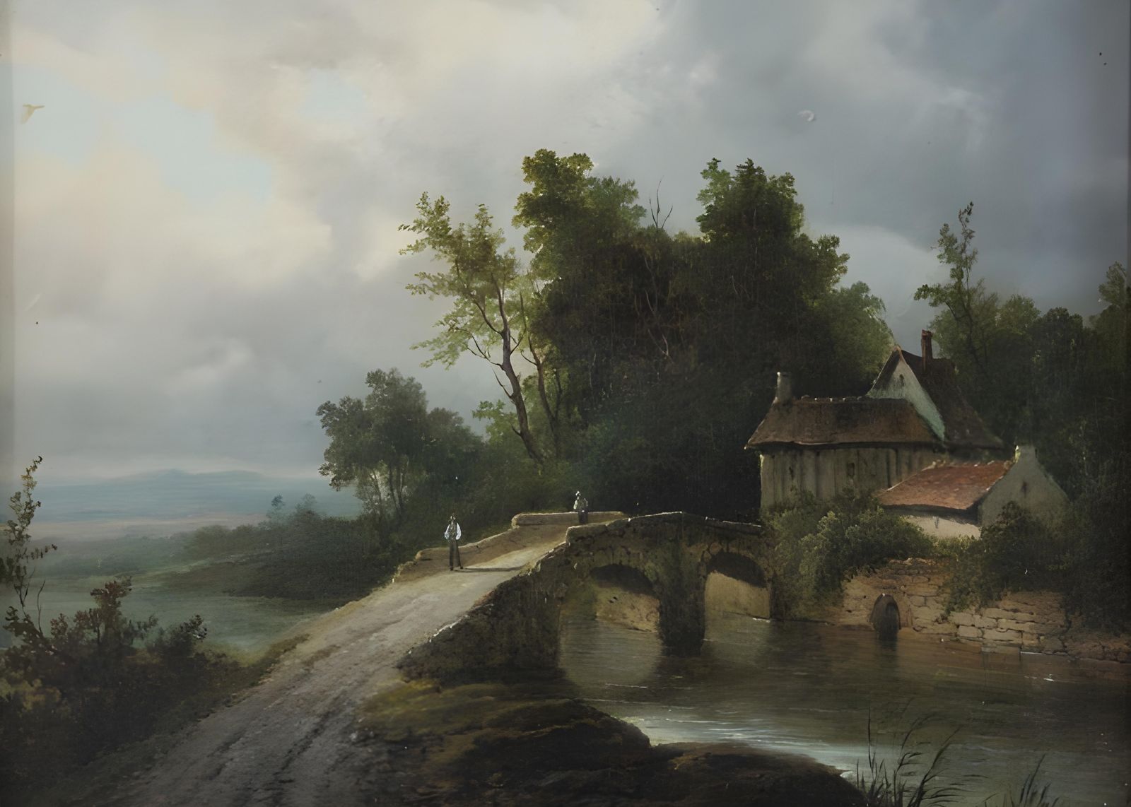 Tranquil Countryside Bridge & Cottage Wall Art
