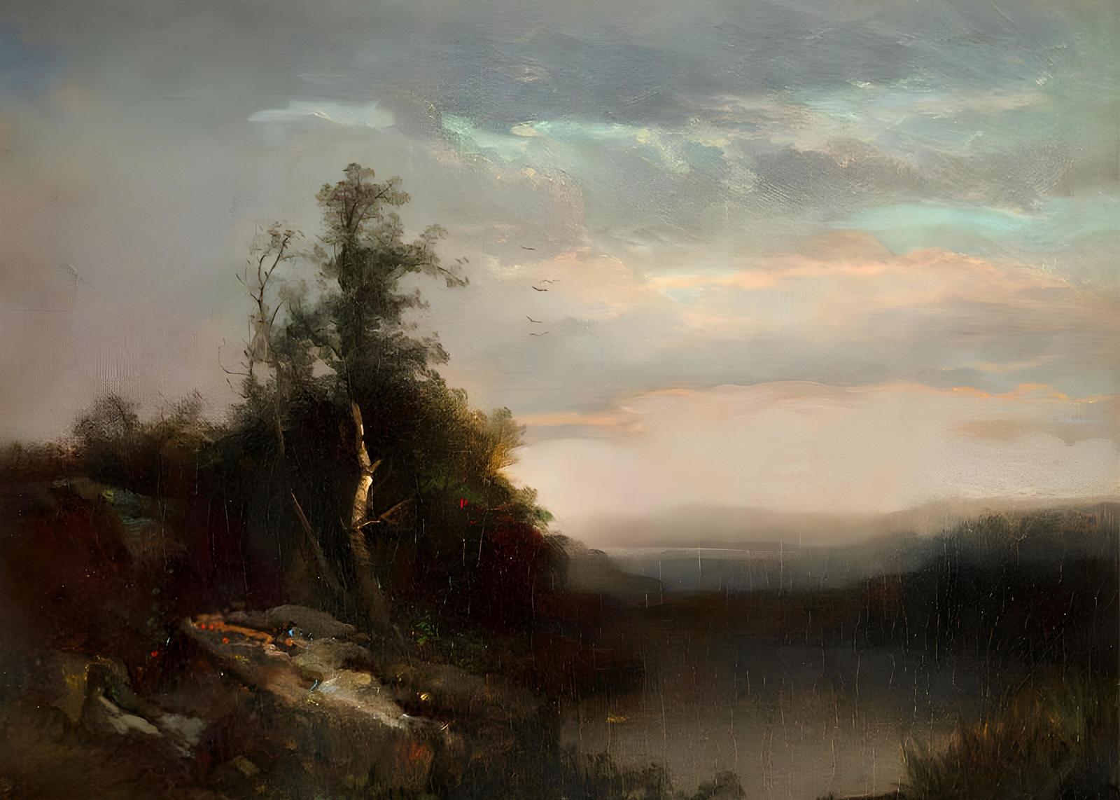 Misty Mountain Landscape Wall Art