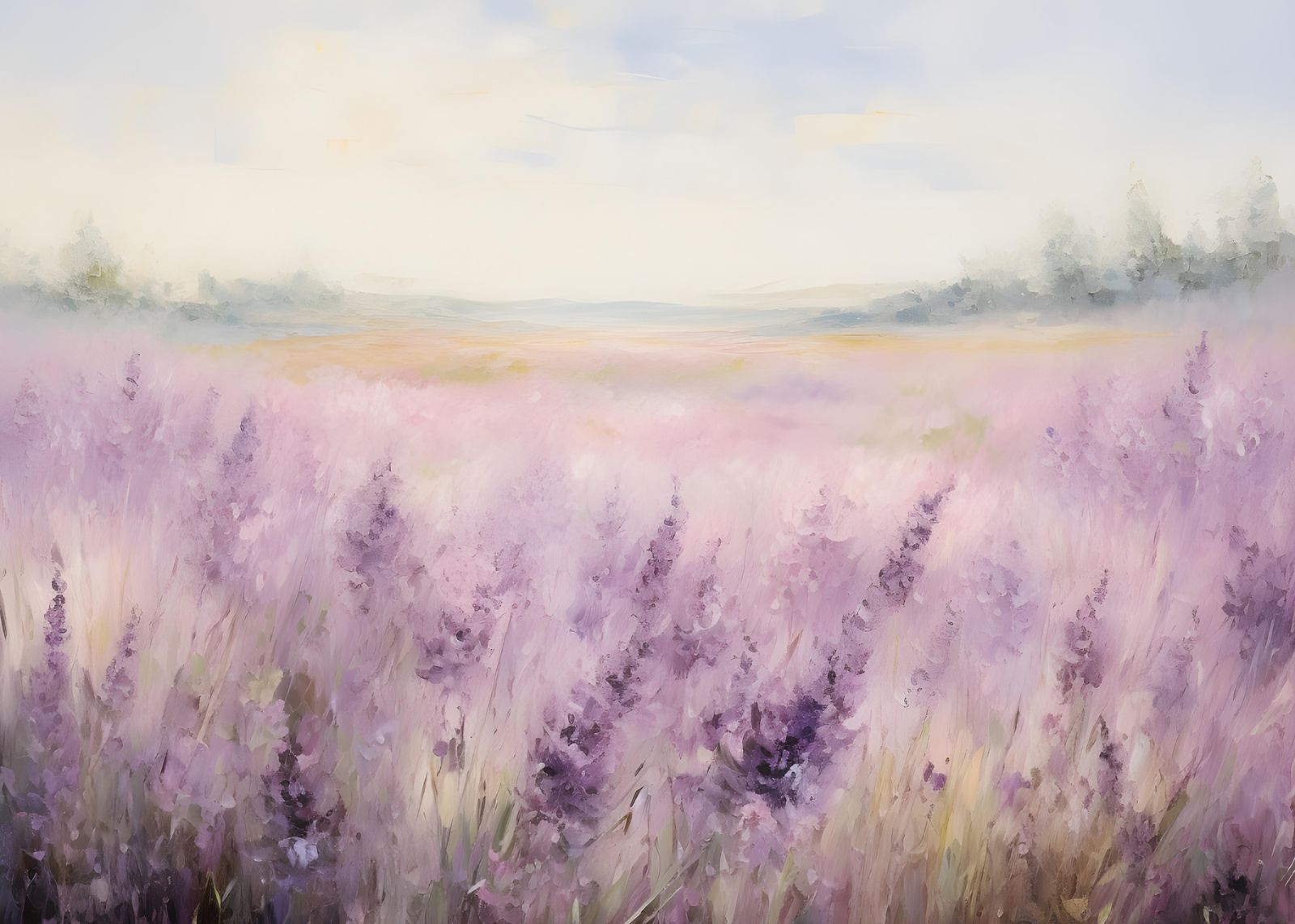 Lavender Field Dreamy Landscape Wall Art