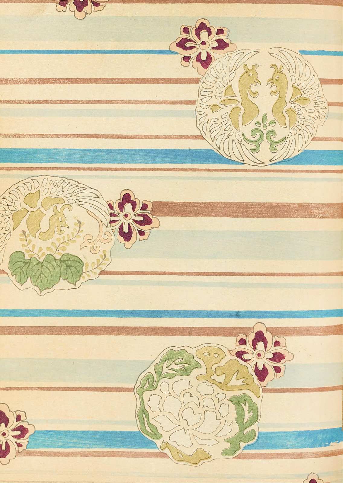 Vintage Asian Phoenix & Floral Wall Art