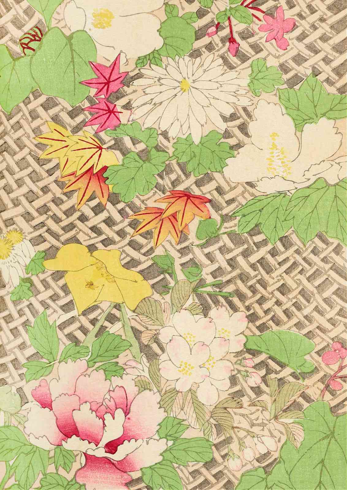 Serene Floral Woven Garden Wall Art