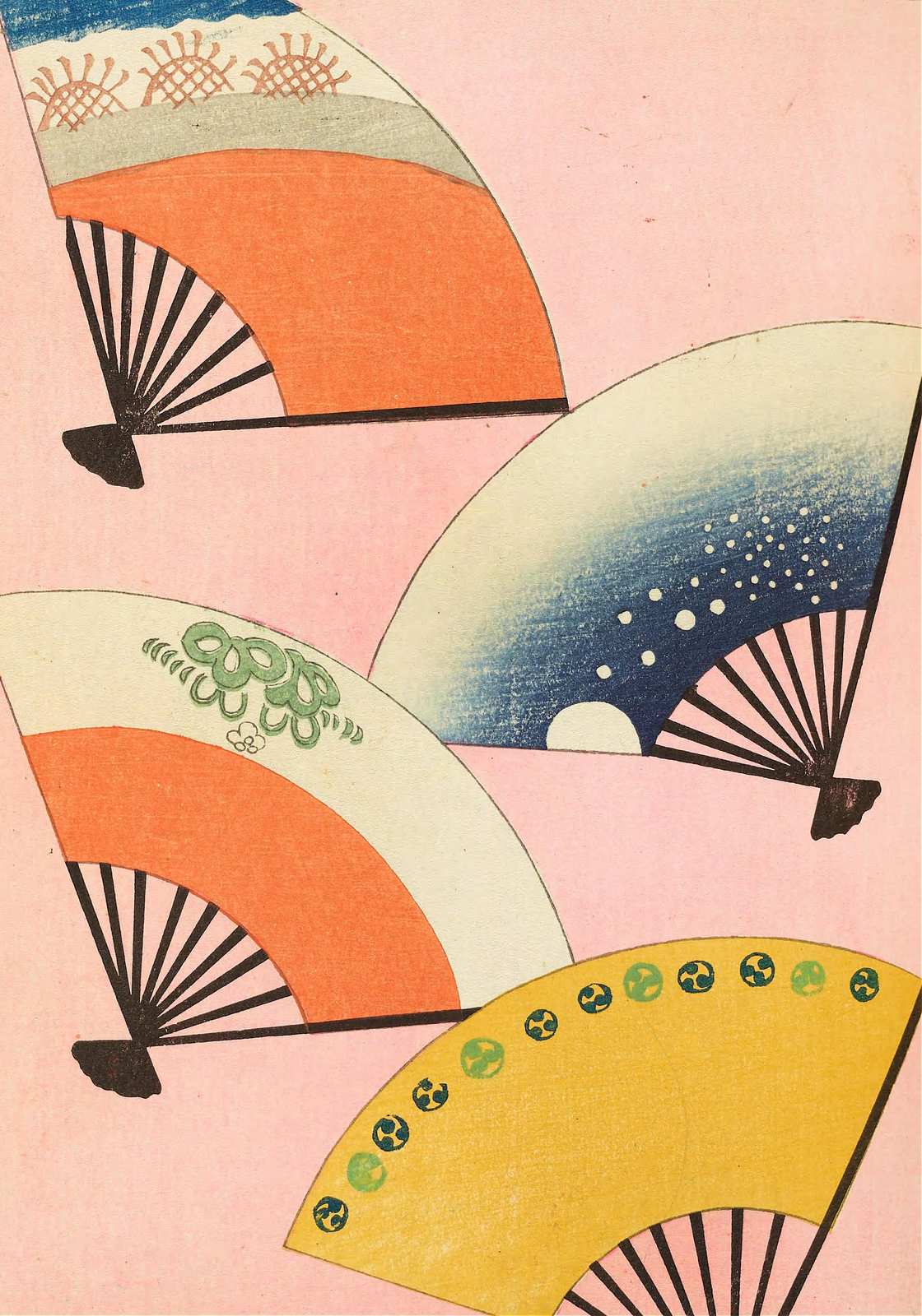 Vintage Japanese Fans Wall Art