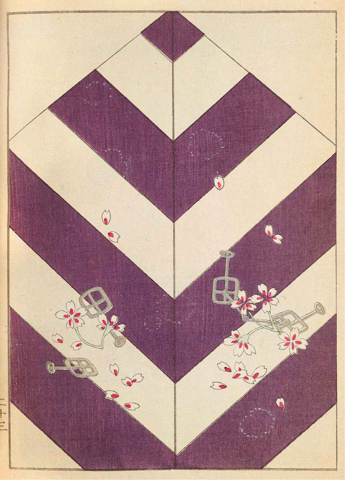 Purple Chevron Cherry Blossom Wall Art