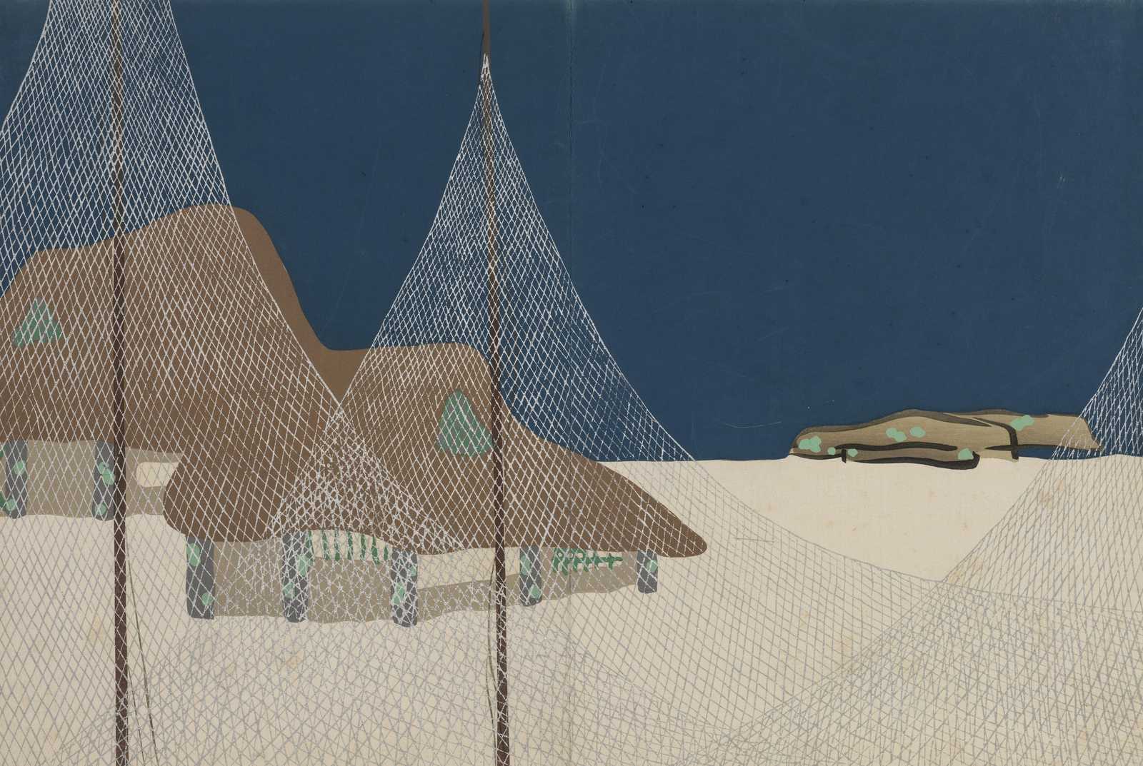 Minimalist Fishing Village Wall Art