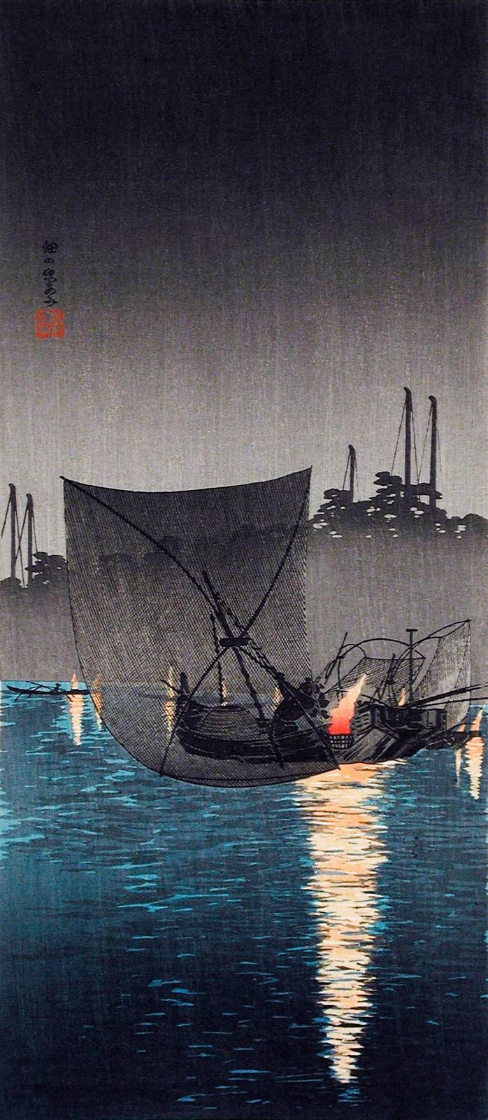 Serene Night Fishing Boats Wall Art
