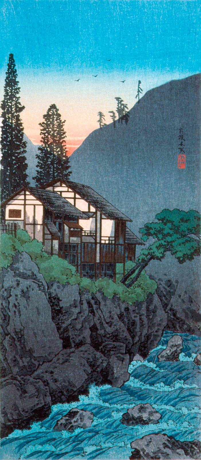 Serene Japanese Mountain House Wall Art