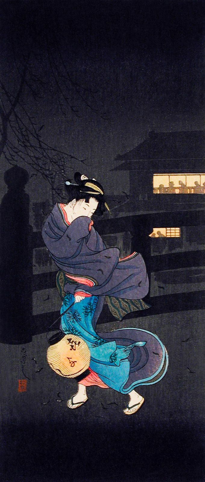 Japanese Geisha Night Walk Wall Art