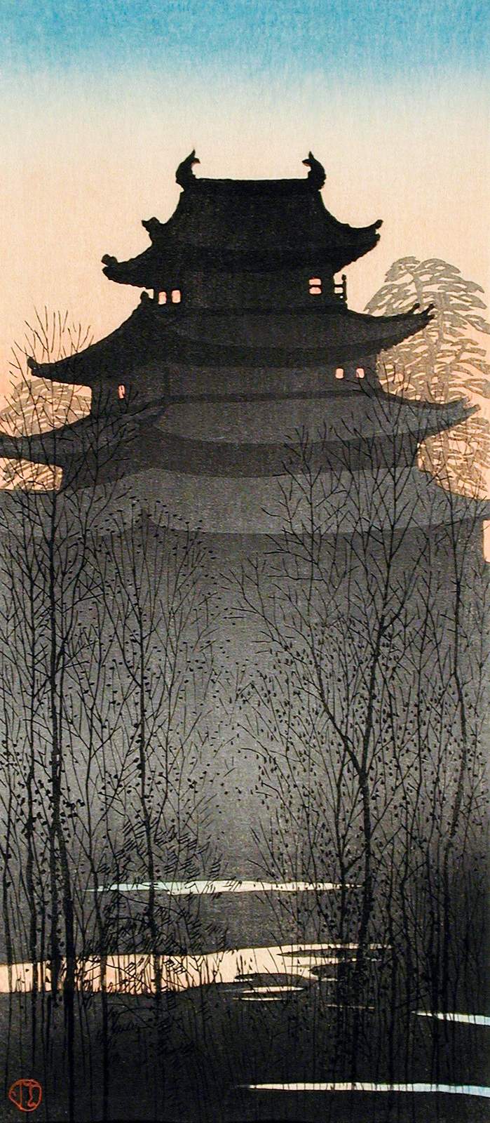 Serene Japanese Castle in Winter Wall Art