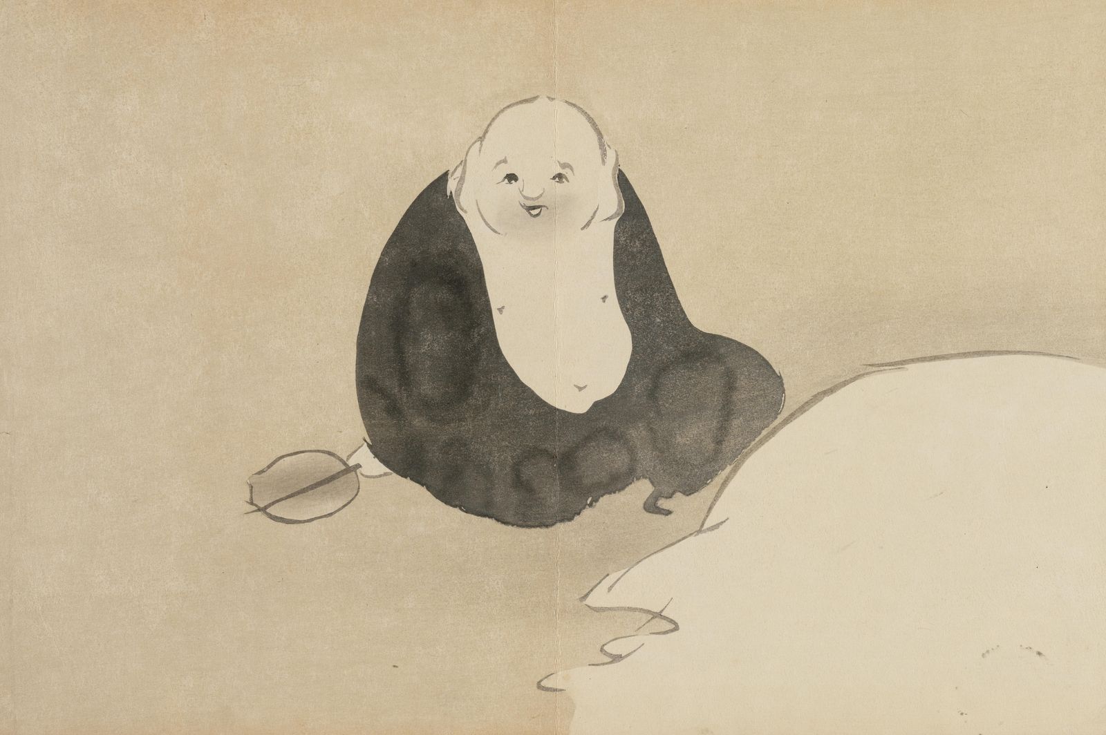 Chubby Zen Master Minimalist Ink Wash Wall Art