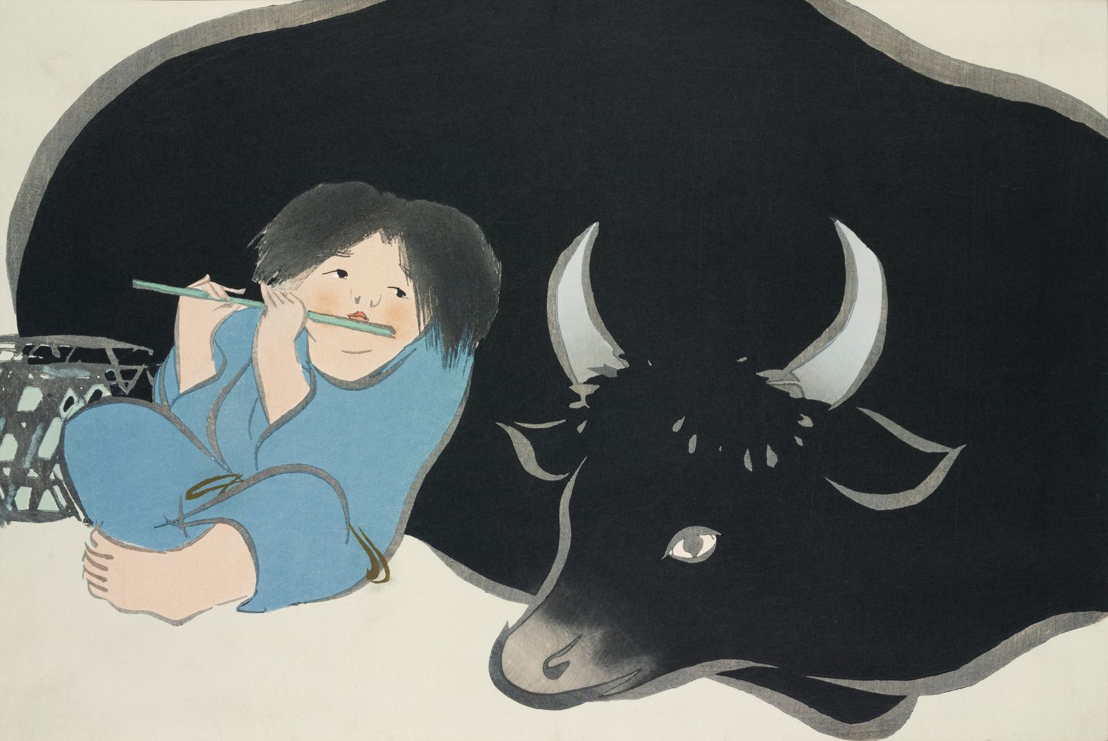 Serene Boy & Ox Flute Player Wall Art