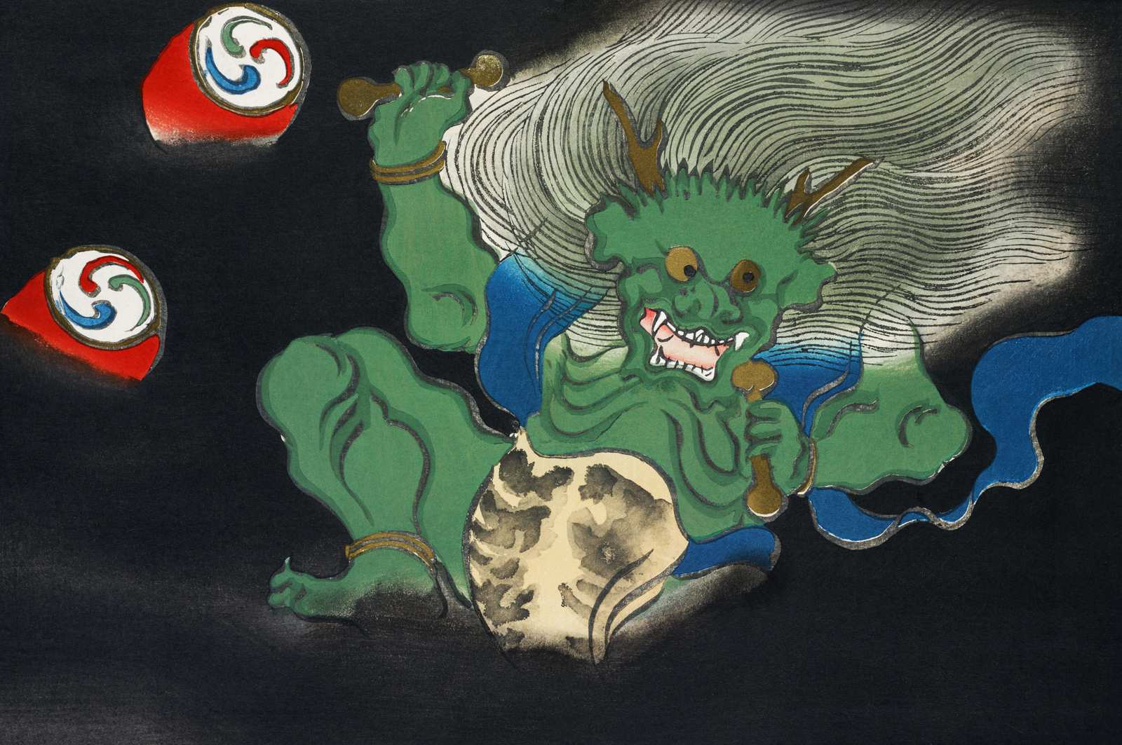Majestic Green Oni Japanese Folklore Wall Art