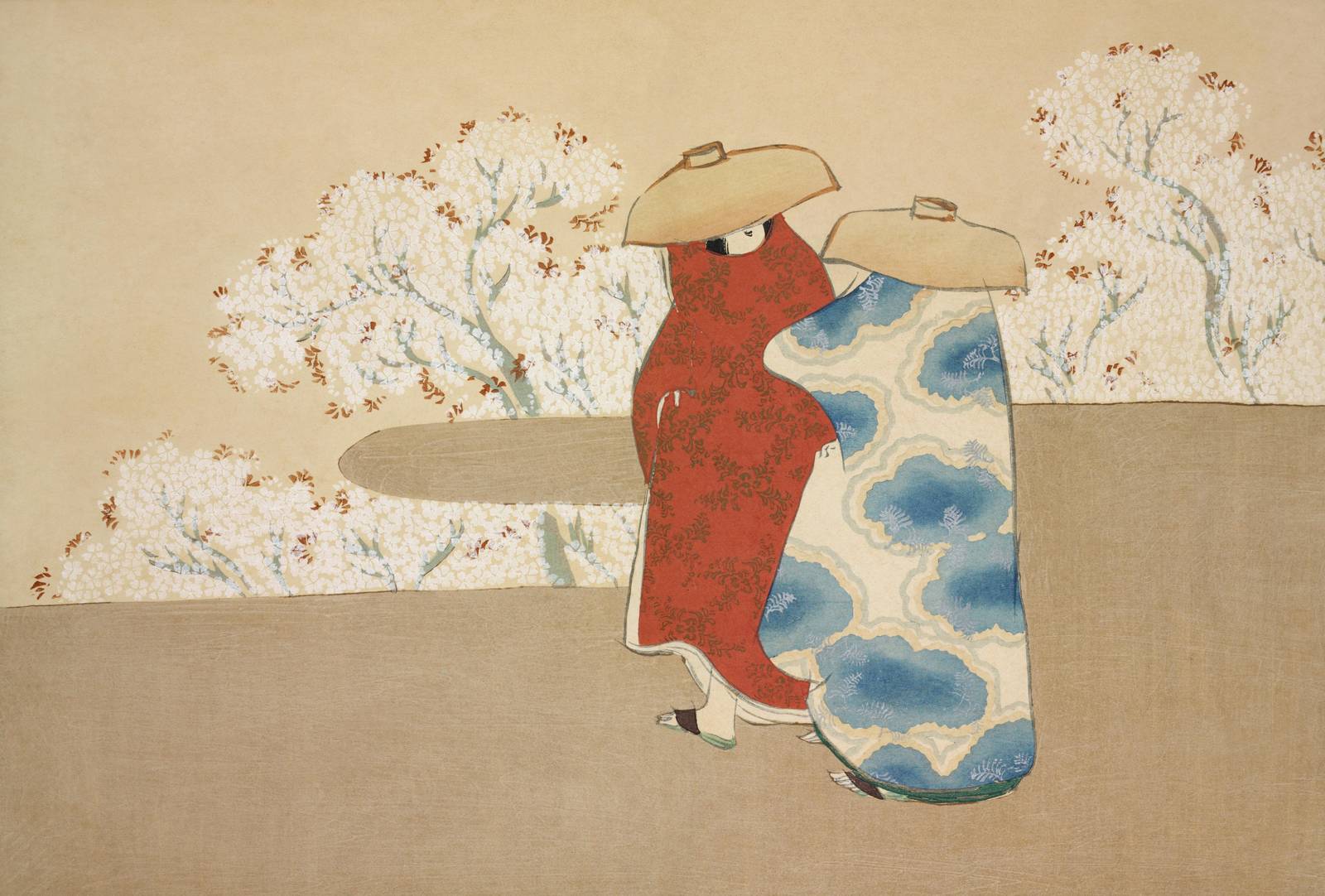 Serene Geishas Cherry Blossom Wall Art