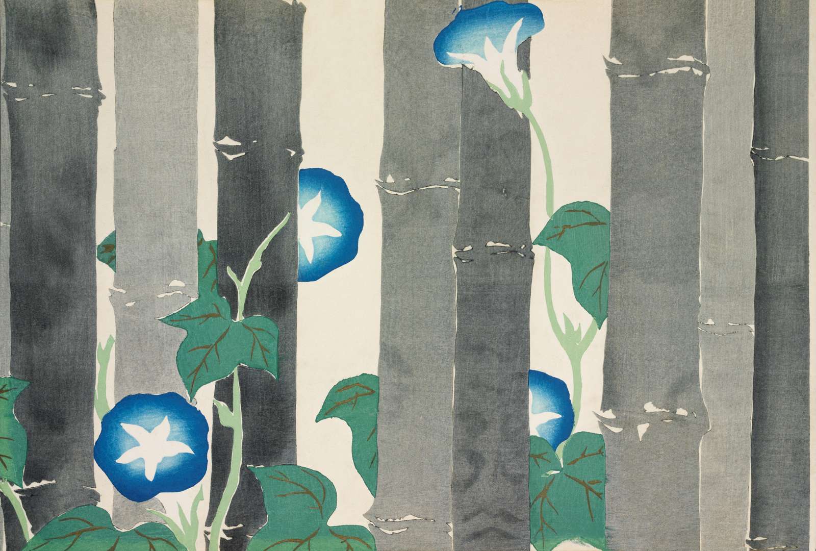 Morning Glory & Bamboo Japanese Art Wall Art