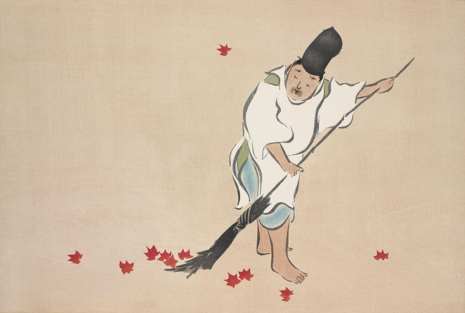 Zen Gardener Sweeping Leaves Wall Art