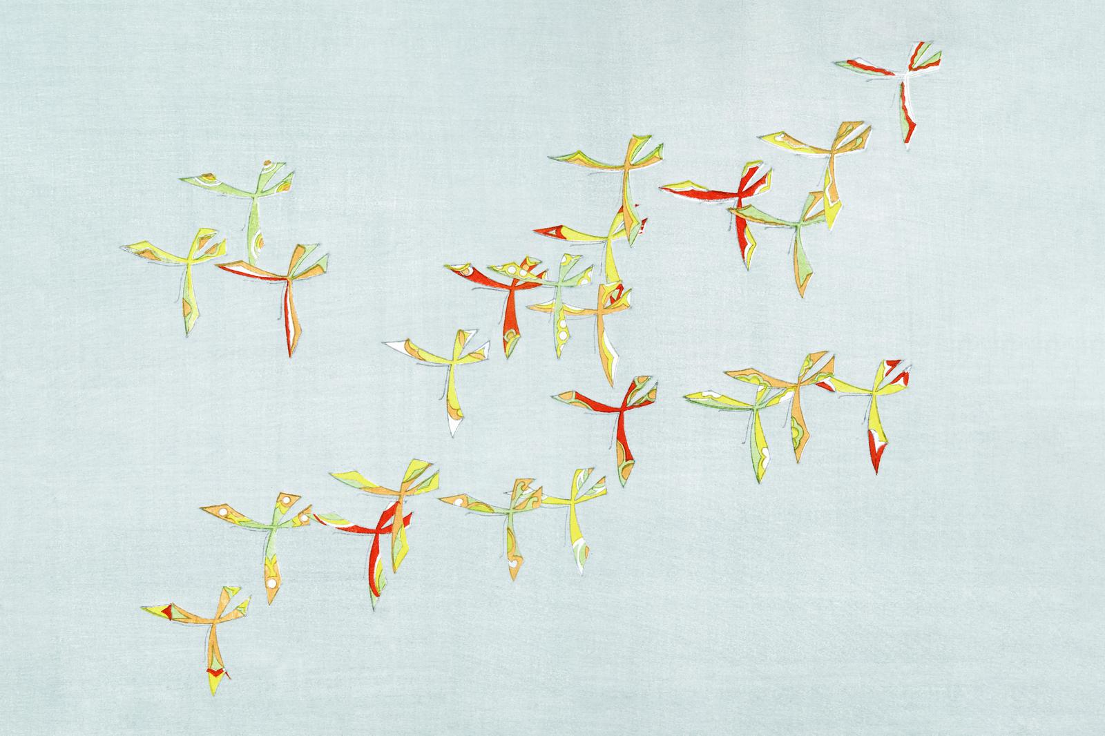 Abstract Dragonfly Flock Wall Art Wall Art