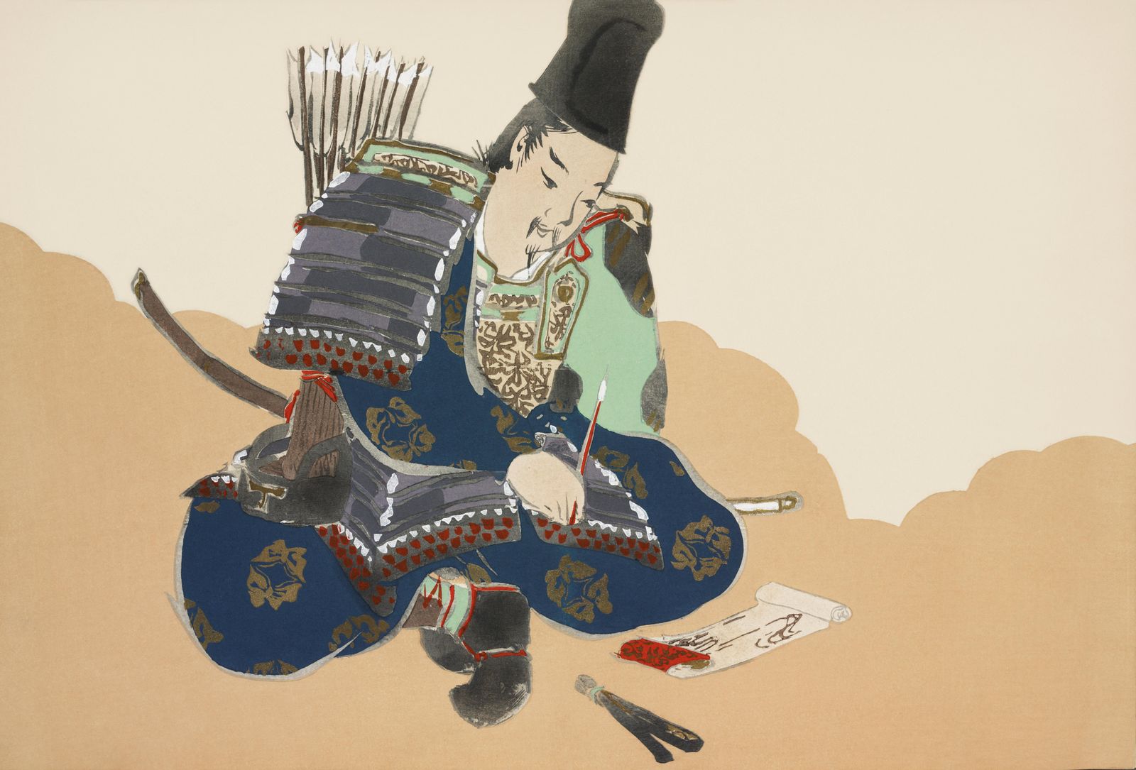 Samurai Warrior Writing Art Wall Art