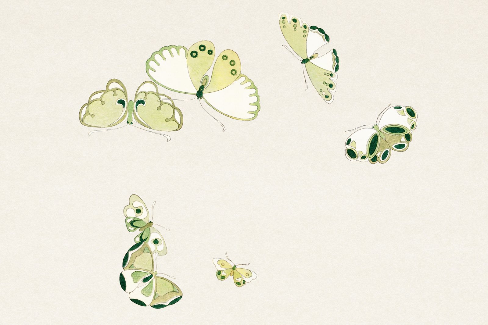 Elegant Green Butterfly Art Wall Art