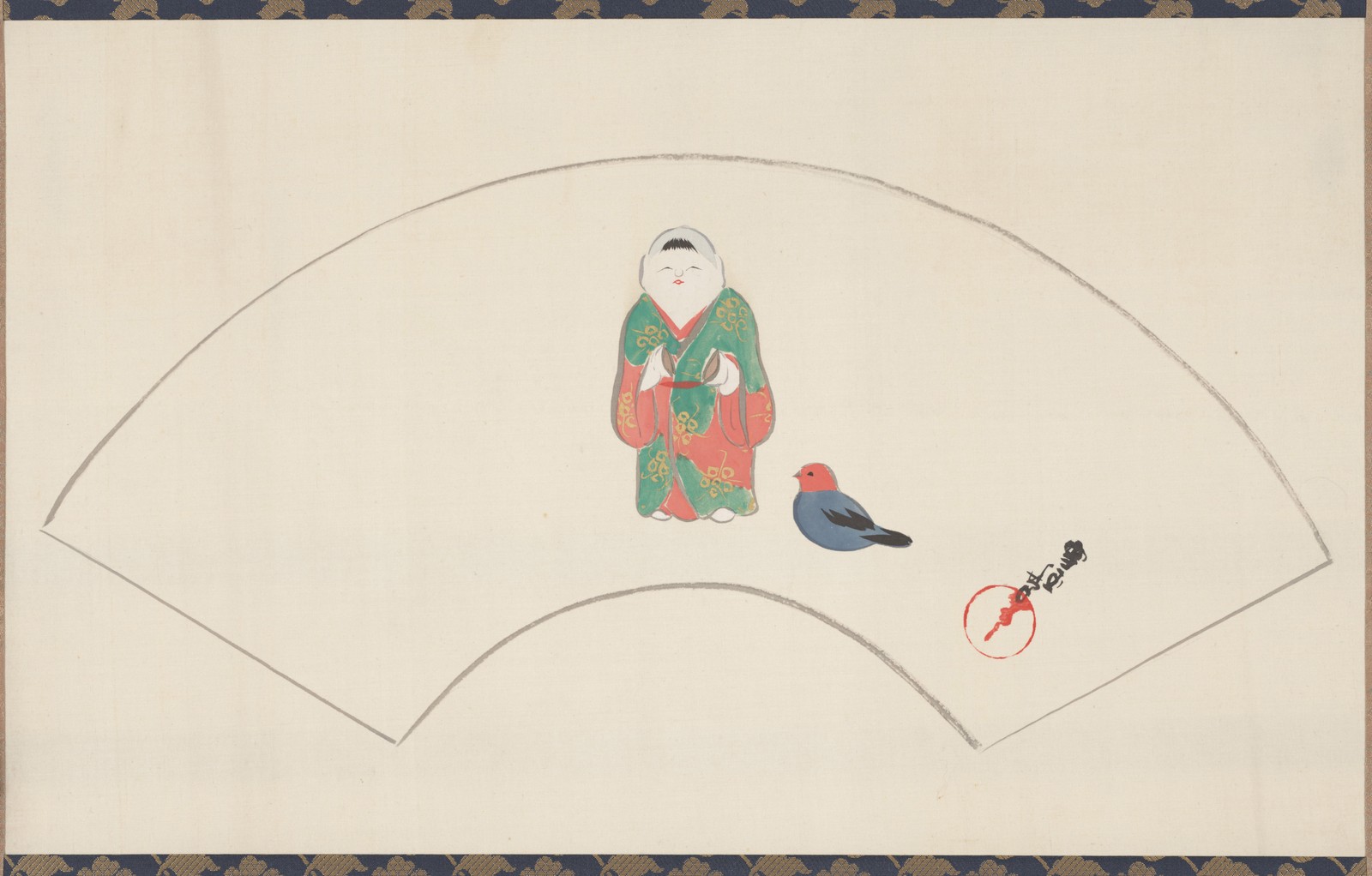 Zen Serenity: Japanese Daruma & Bird Wall Art