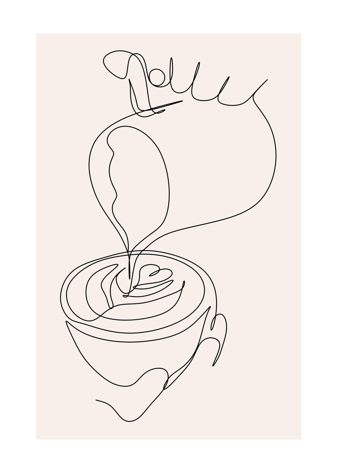 Minimalist Coffee Art One-Line Drawing Wall Art