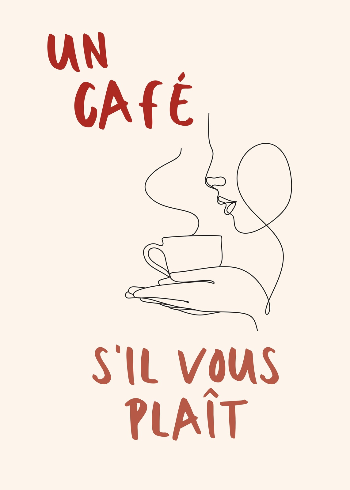 Minimalist Coffee Art: "Un Café S'il Vous Plait" Wall Art