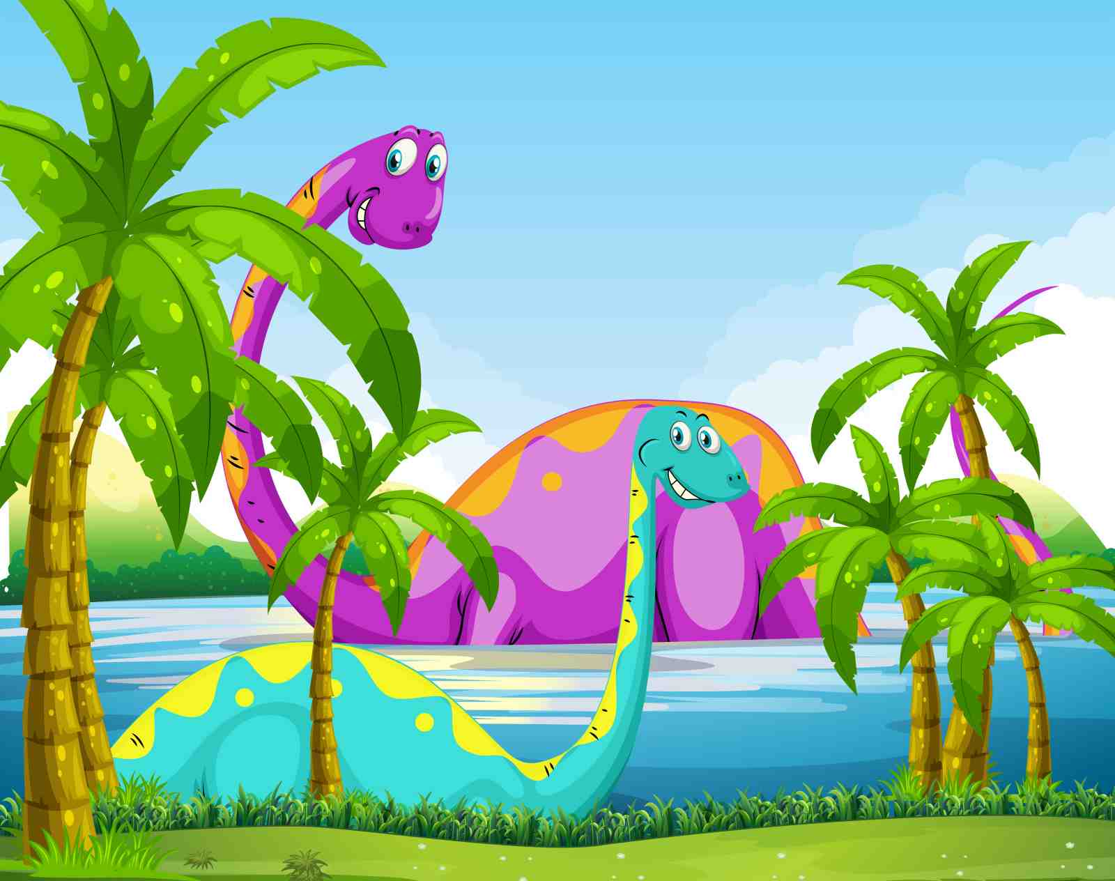 Friendly Dinosaur Jungle Adventure Wall Art
