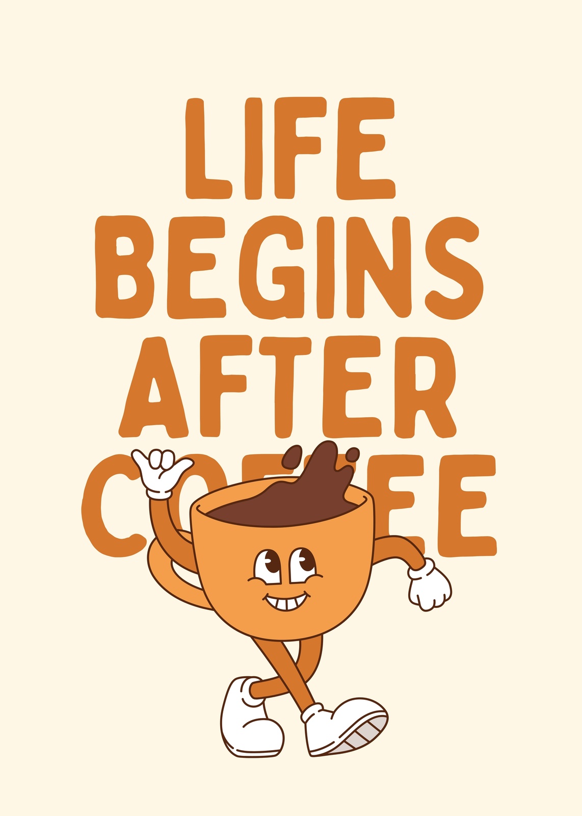 Retro Coffee Lover "Life Begins After Coffee" Wall Art