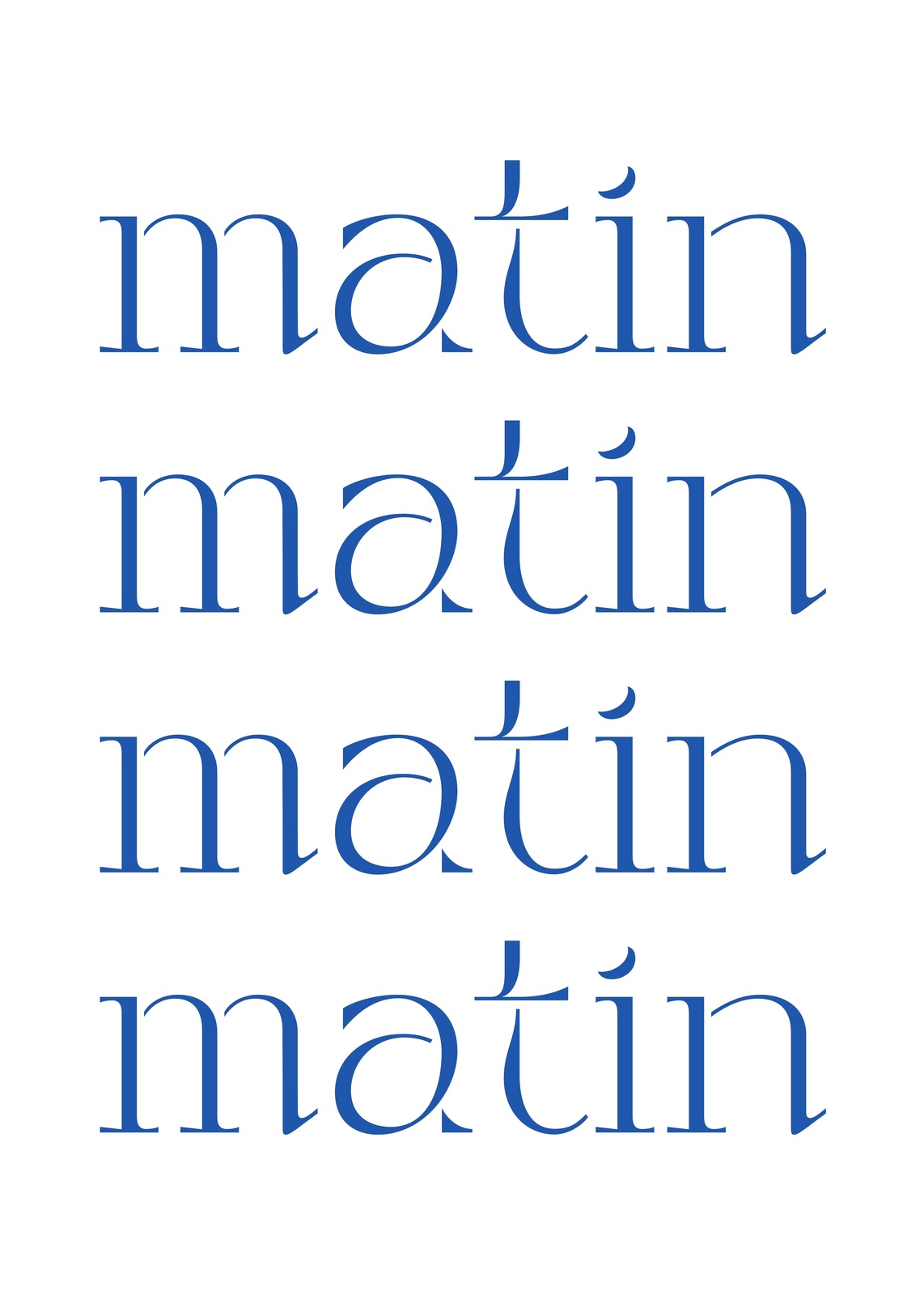 French "Matin" Typography Blue Wall Art