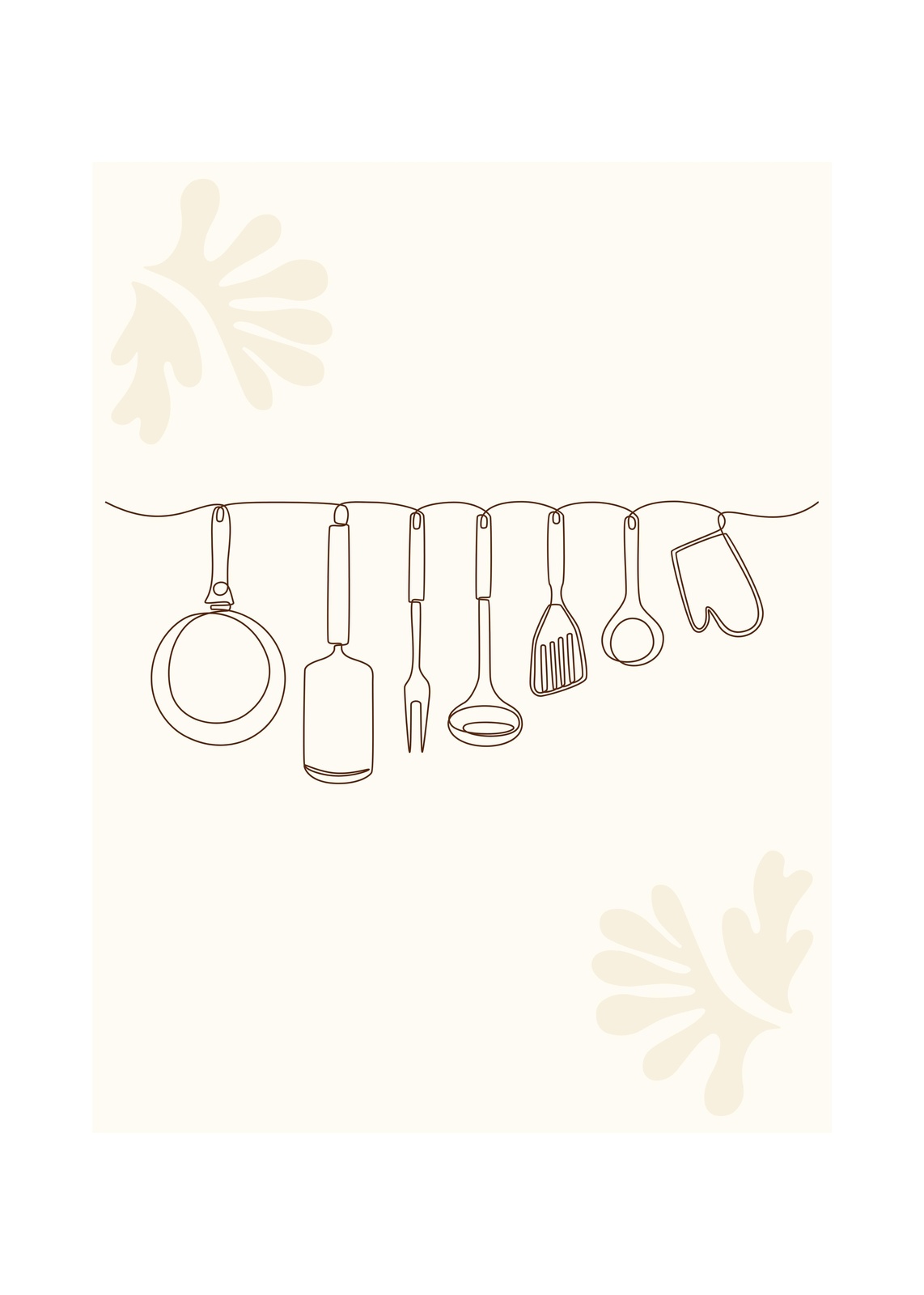 Kitchen Utensils Line Art Wall Art